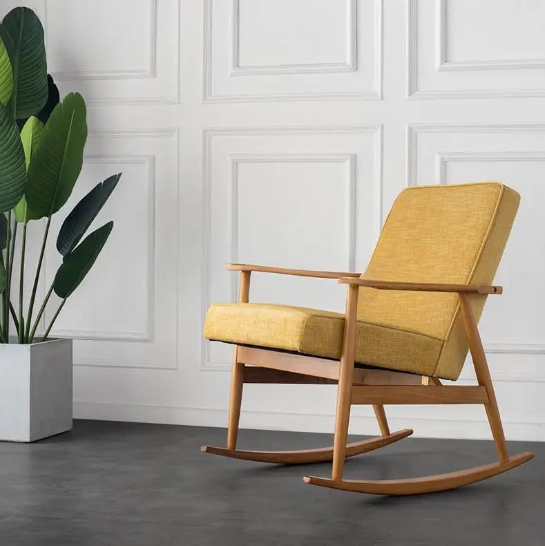 ADAMS Solid Wood Fabric Rocking Chair
