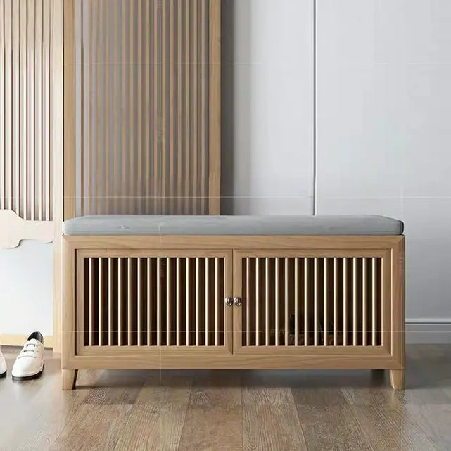 LEO Rustic Solid Wood Shoe Cabinet Bench