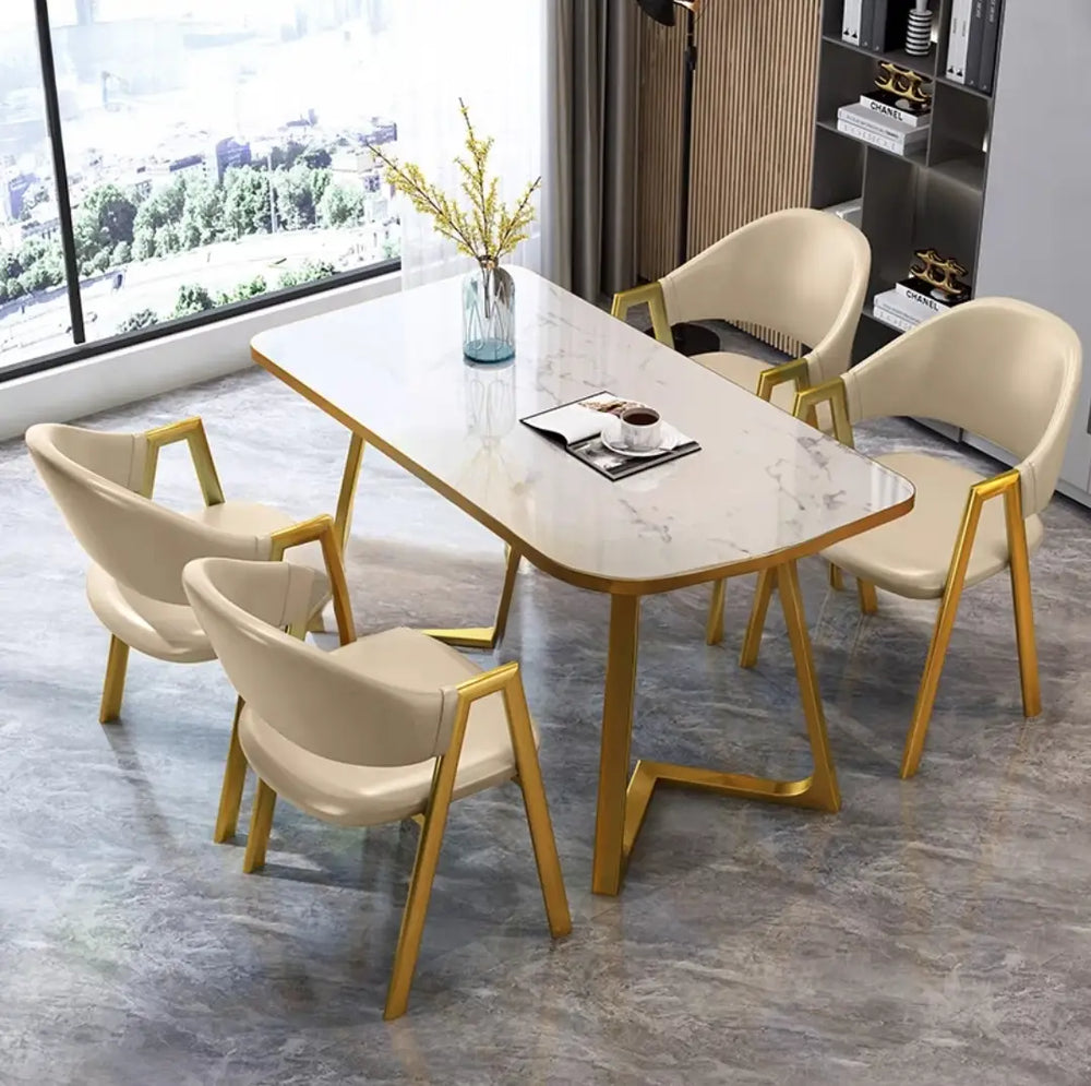 ECAl Modern Marble Dining Table & Chairs