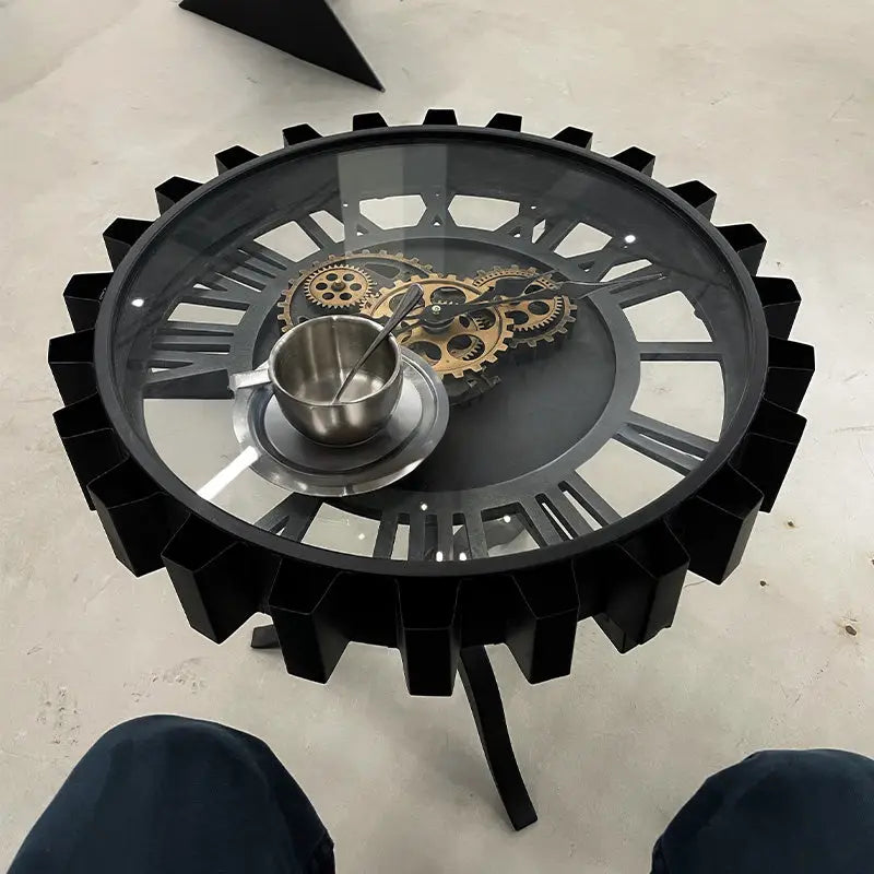 BRUCE Industrial Clock Side Table