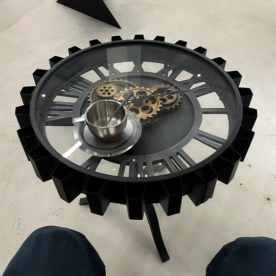BRUCE Industrial Clock Side Table