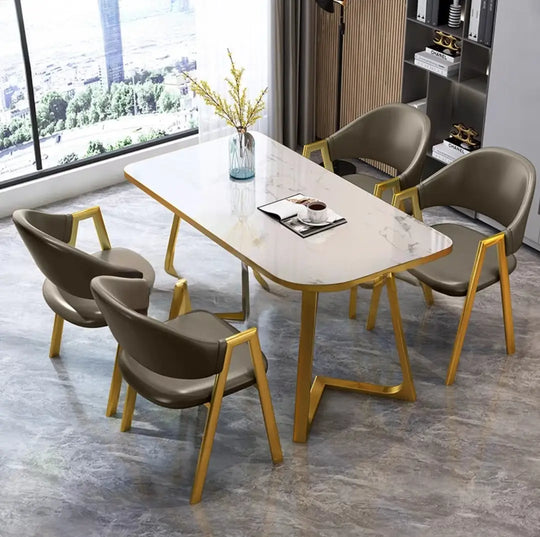 ECAl Modern Marble Dining Table & Chairs