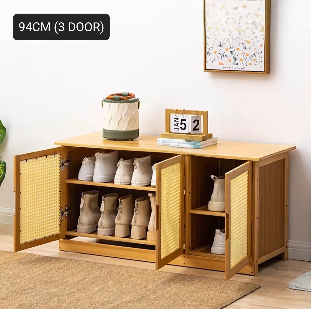 ÉLEST Rustic Rattan Shoe Bench
