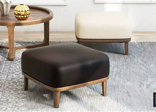 FABIEN Rustic Faux Leather Ottoman