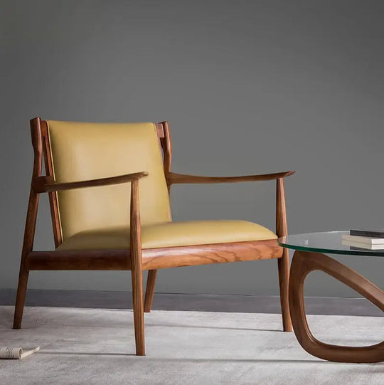 QUUP Solid Wood Leather Lounge Chair
