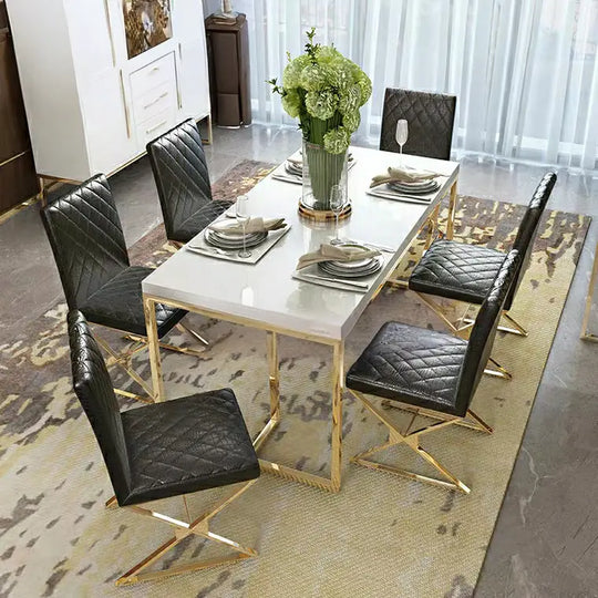 HERMONCULIES Chrome Gold Dining Table & Chairs