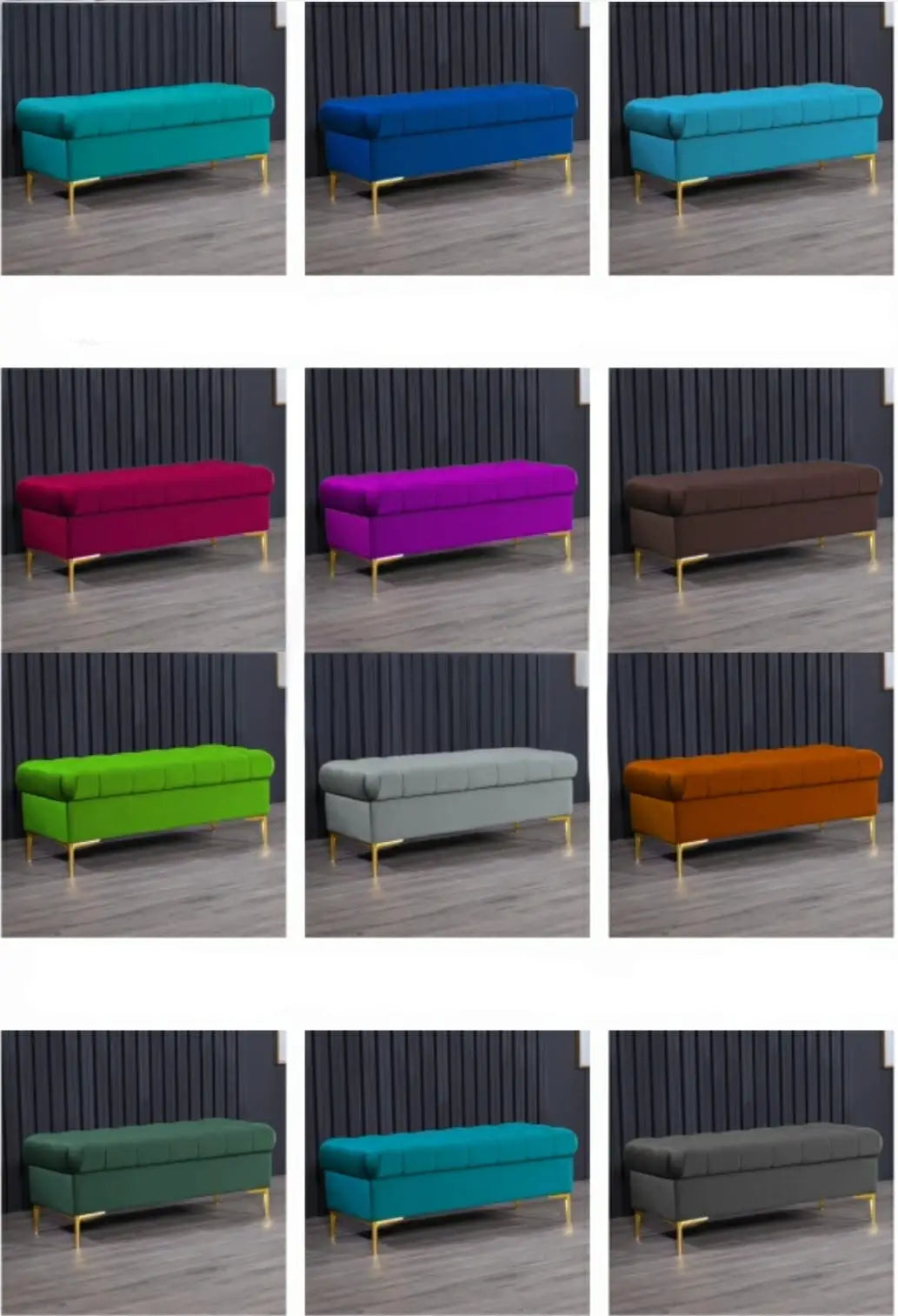 KIRI Victorian Tufted Velvet Storage Ottoman