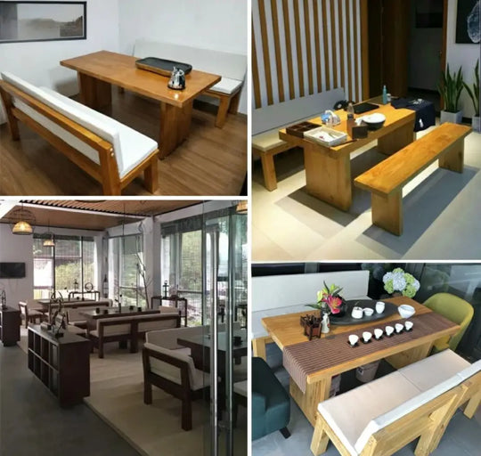 PIERRES Scandinavian Pine Wood Dining Table & Bench