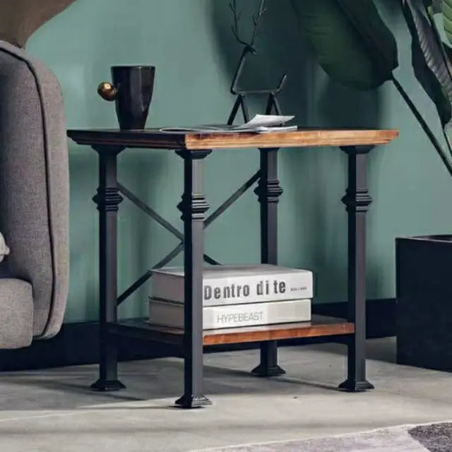 DIME Rustic Solid Wood Side Table