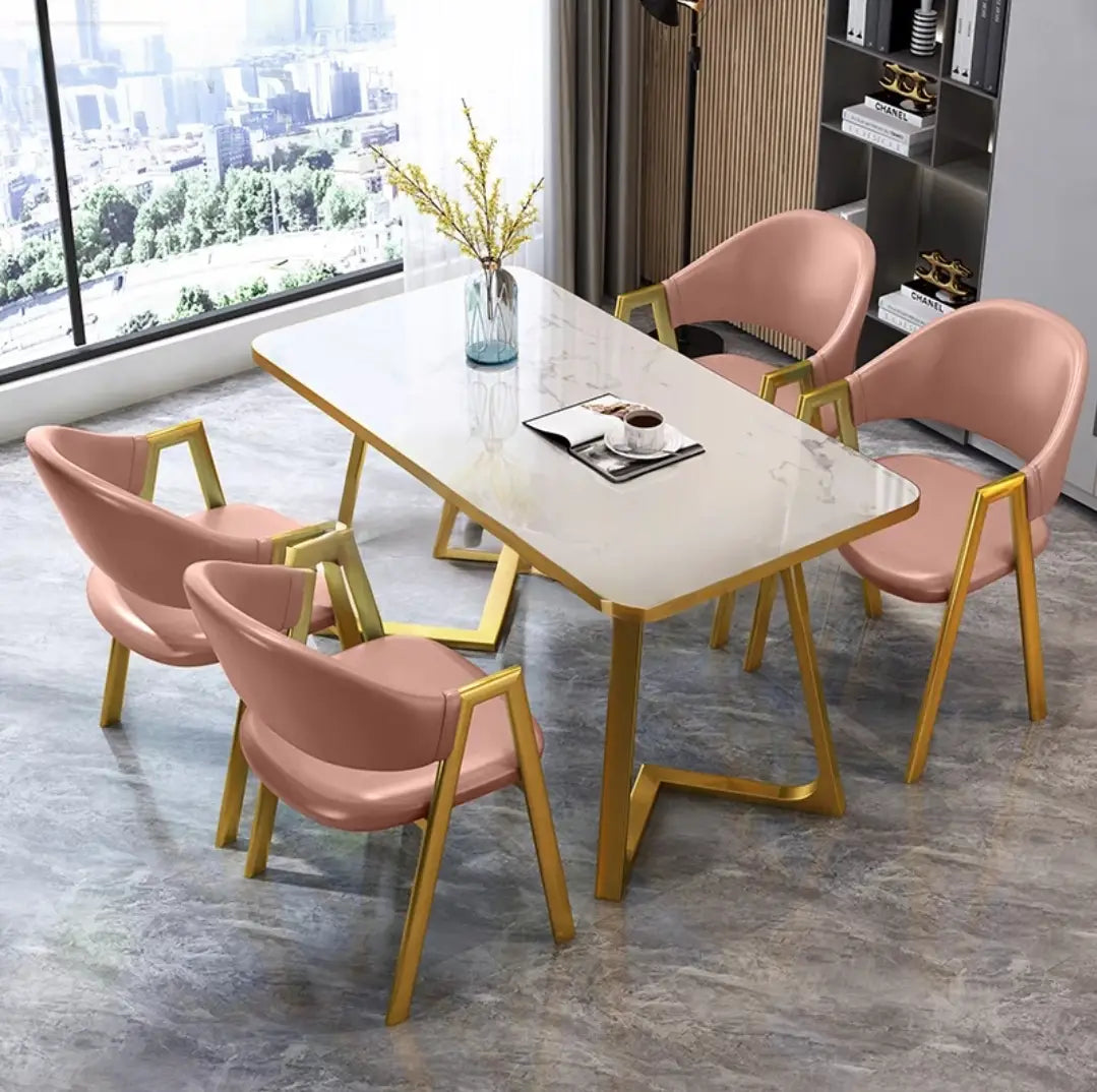 ECAl Modern Marble Dining Table & Chairs