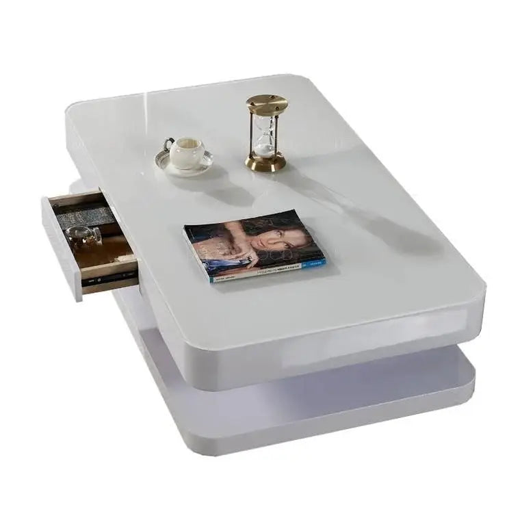 YAEL Contemporary Glossy Piano White Coffee Table
