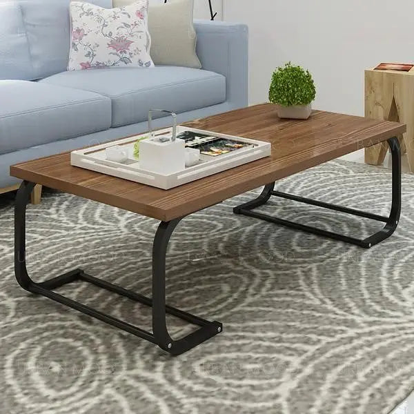 ZEVULUN Rustic Industrial Raw Wood Coffee Table