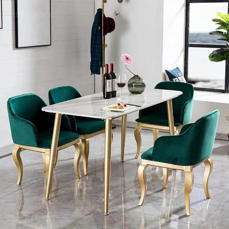 SHIRA Modern Minimalist Marble Gold Dining Table