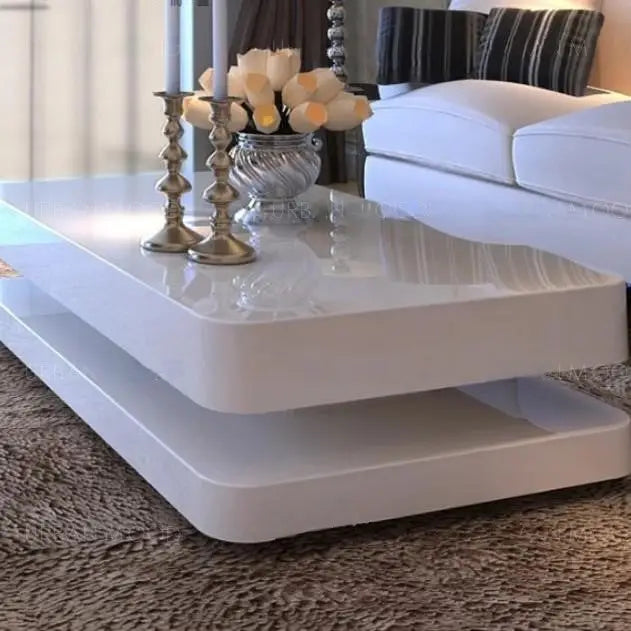 YAEL Contemporary Glossy Piano White Coffee Table