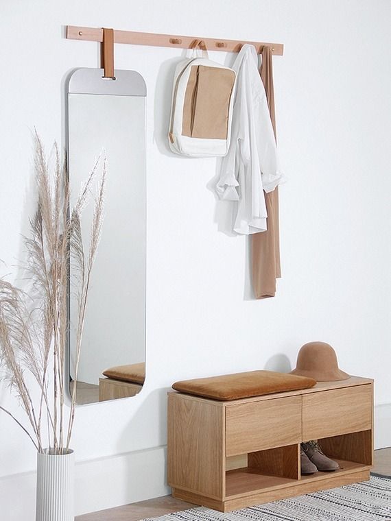 CLÉ Scandinavian Hallway Bench & Mirror