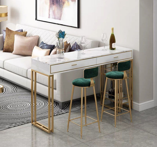 PARLAN Marble Bar Table with Bar Cart