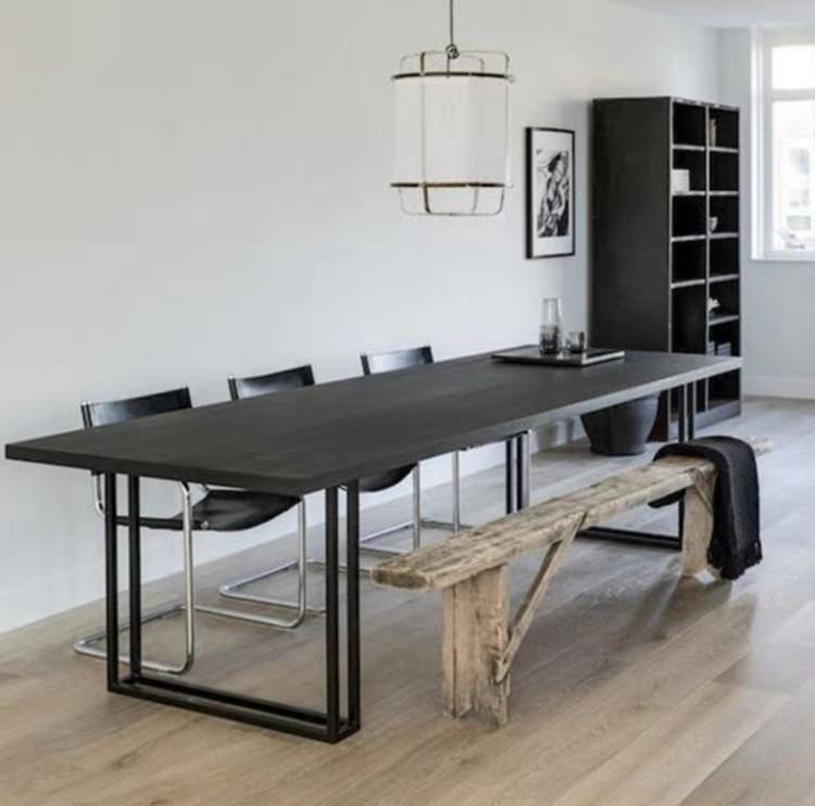TOIES Modern Industrial Solid Wood Dining Table