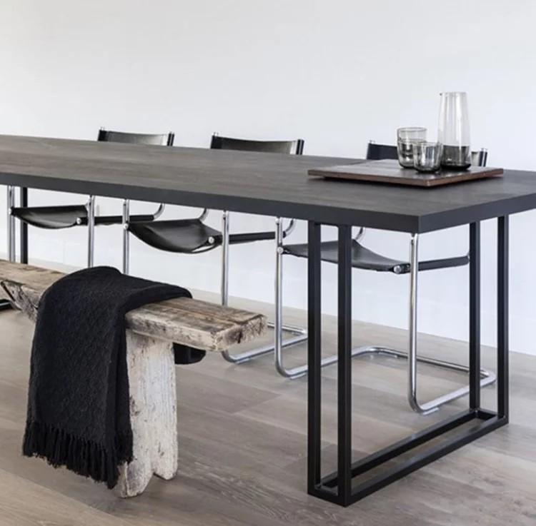 TOIES Modern Industrial Solid Wood Dining Table