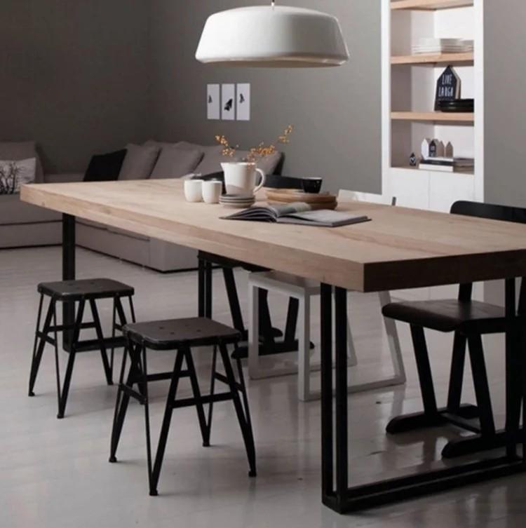 TOIES Modern Industrial Solid Wood Dining Table